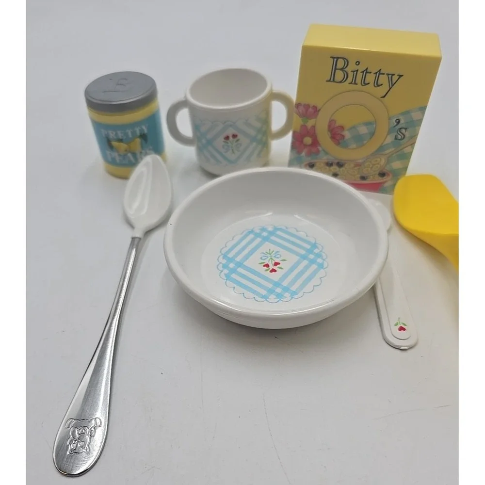 Pleasant Company AG Bitty Baby Breakfast‎ Set, O's Cereal, Bowl & Cup, pears